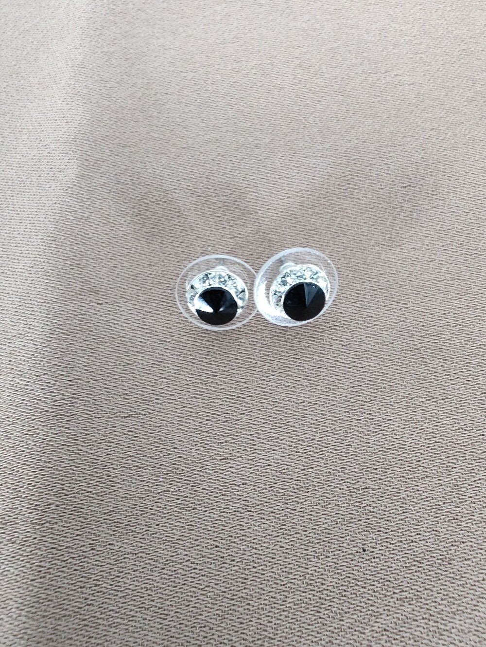 Black Crystal Button Stud Earrings
